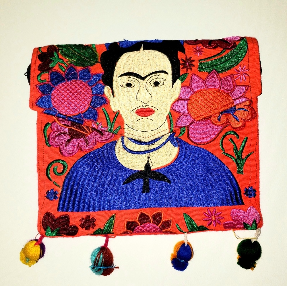 Frida Kahlo Hand Embroidered Crossover/Clutch Bag